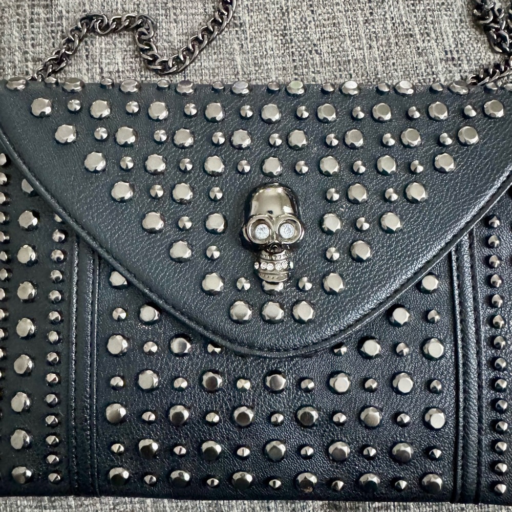 Studded Black Skull Clutch
